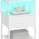 SONGMICS Nightstand with Charging Station, 1 Fabric Drawer