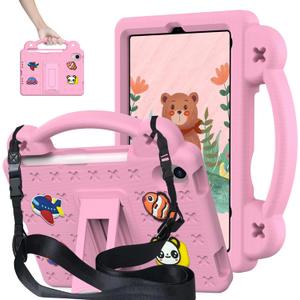 for iPad mini A17 Pro Case 2024/iPad Mini 6 Kids Case 2021,EVA Shockproof Cover for iPad mini 7th/6th Generation 8.3-inch, with Stand Handle Strap, Pink