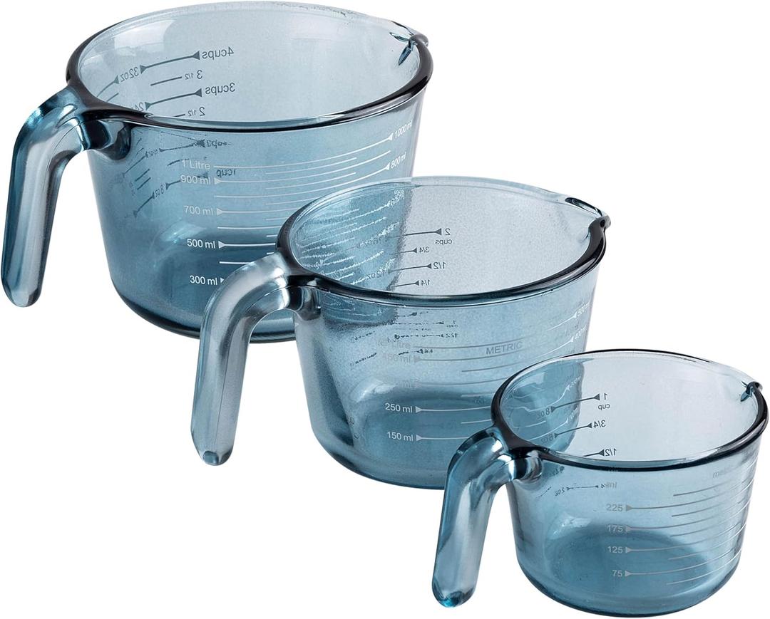 COOK WITH COLOR Glass Measuring Cups - Ideal for Cooking and Baking, Blue