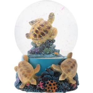 Elanze Designs Coral Reef Sea Turtles 100MM Sturdy Wind Up Musical Glitter Water Snow Globe Tabletop Dresser Nightstand Figurine Decoration Plays Tune Wonderful World
