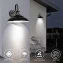 Dusk to Dawn Outdoor LED Barn Light, 16 Inch Large Farmhouse Exterior Wall Light Fixture with Adjustable Color Temperature, Modern Black White Porch Light Outside for House Garage Doorway