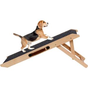 Wooden Foldable Dog Ramp Portable Pet Ramp,Car Ramp with Built-in Handle for Travel, 4 Adjustable Heights 9.8" to 18.1" for Small Dogs