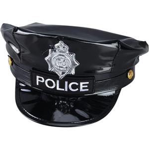 BinaryABC Police Hat with Badge,Official Style Cop Hat for Men Kids,Halloween Costume Accessories, Cosplay Party Hat (Black)