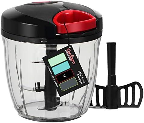 Cambom Manual Food Chopper Vegetable Cutter, Hand String Vegetable Chopper Onions Cutter for Vegetable Fruits Nuts BPA Free Food Safe Material, 900ml Black