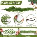 9 Ft Christmas Norfolk Pine Garland Real Touch Artificial Faux Greenery Christmas Garland Decorations for Home Fireplace Mantle Table Stairs Door Indoor Outdoor Holiday Decor