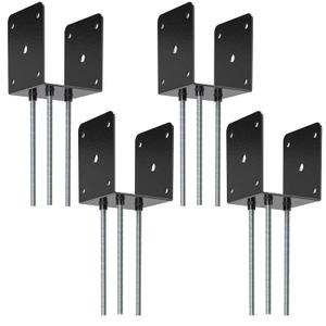 4x4 Concrete Post Base(4 PCS), Deck Post Base Holder Ground Spike for Concrete, Decking Post Brackets with 3 Anchor Rods, Post Base for Pavilion Deck Porch Handrail Railing