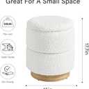 Get Set Style Round Ottoman with Storage, Modern Boucle Ottoman Upholstered Foot Stools with Wood Base, Vanity Stool Chair, Footrest Stool Extra Seat for Living Room Bedroom Entryway (White), 14.6"D x 14.6"W x 17.7"H