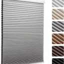 MYshade Cordless Blackout Cellular Shades, 1.5" Honeycomb Window Blinds for Bedroom & Nursery, Thermal Insulated, Noise Reducing, Privacy Shades, Inside or Outside Mount (31" W x 64" H, Grey)