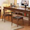 Ytaoka Solid Wood Dining Chairs  Mid Century Dining Chairs, Upholstered PU Leather Chairs with Wide Curved Backrest, Chairs for Dining Room, Kitchen, Walnut Finish