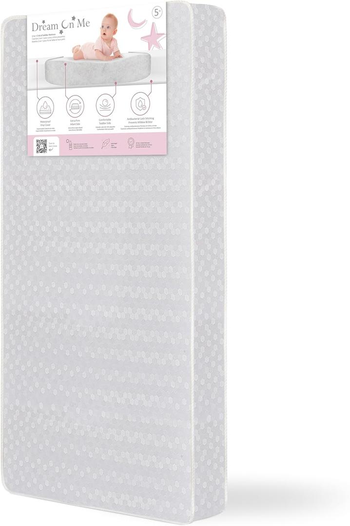 Dream On Me Honeycomb Orthopedic Firm Fiber Standard Baby Crib Mattress, Greenguard Gold and JPMA Certified, 5 Fiber Core Optimum Support, Fits Crib and Toddler Bed, Waterproof Vinyl Cover