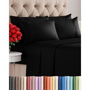 King 6 Piece Sheet Set - Comfy Breathable & Cooling - Ultra Soft Hotel Luxury Bedding Set with 8-16 Inch Deep Pockets - 1 Flat & 1 Fitted Sheet & 4 Pillowcases - Cozy, Wrinkle Free & Easy Care - Black