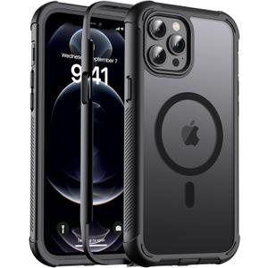 jaroco Magnetic for iPhone 12 Pro Max Case, [Compatible with MagSafe][Military Grade Drop Protection][Heavy Duty Protection][Non-Slip][Shockproof] 2-Layer Durable Bumper Phone Case 6.7''-Black