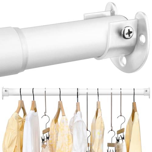 FIRJOY Closet Rods for Hanging Clothes - Heavy Duty, Length Adjustable (White, 66.5" - 76")