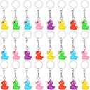 Yoande Plastic Duck Keychains Duck Party Favors Cute 3D Duck Chains Small Ducky Pendant Accessories for Birthday Party Baby Shower (Multi Color, 24 Pack)