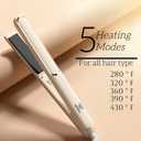 Hair Straightener 3 in 1 Hair Straighteners for Women, Flat Iron Hair Straightener, Hair Straightener and Curler with 10s Heat Up, 5 Temp, Dual Voltage for Less Frizz, Shinier & Smoother