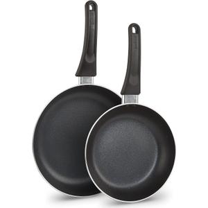 GoodCook Nonstick Aluminum Frying Pan Set, 8" and 10" Skillets, Black, Even Heating, Stay-Cool Ergonomic Handle, PFOA-Free Nonstick Coating, Ideal for Sauting, Searing, and Frying