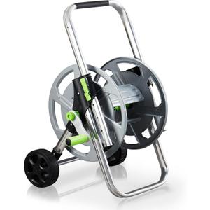 Garden Hose Reel Cart, Holds 75-150 Feet of 5/8-Inch Hose, Portable Hose Reel Cart With Wheels,Adjustable Handrail, Quick Hose Connector