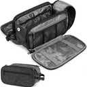 PAVILIA Large Toiletry Bag for Men Women, Mens Travel Bag Toiletries Organizer Case for Grooming, Travel Essentials Shaving Dopp Kit, PU Leather Water Resistant Cosmetic Pouch, Black (Extra Large (12.5x6x7))