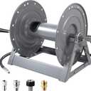 FIXFANS Pressure Washer Hose Reel, 300FT x 3/8" Heavy Duty Hose Reel, Manual Crank Power Washer Hose Reel with M22 Fitting, Wall/Floor/Truck Mounted, 4000 PSI