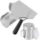 CNQLIS Popcorn Scoop and Salt Shaker, Stainless Steel Popcorn Scooper French Fry Scoop Serving Spoon for Filling Foods into Bags Boxs, Home Theater Popcorn Machine Accessories