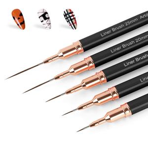 Artdone Nail Art Pens And Brushes Set With Liner Paint Dotting Tools, 11PCS Black Color Nail Tools For Long Lines, Thin Details, Fine Drawing For UV Gel Polish Design Sizes 5/8/12/20/25mm