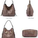 Realer Hobo Crossbody Bags for Women Designer Faux Leather Hobo Handbags Retro Large Size Shoulder Bag Bucket Purse