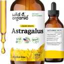 Wild & Organic Astragalus Root Extract Drops - Immune Support - 4 oz | Brain Support & Seasonal Defense - Liquid Astragalus Supplement - Add to Tea - Membranaceus Herb - Alcohol-Free Tincture. Bbd 10/2027