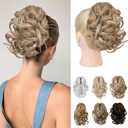 REECHO 9" Short Ponytail Extension, Classic Loose Curly Wavy Claw Clip Pony tails Hair Extensions HP001 Hairpieces for Women - Honey Blonde with Highlights