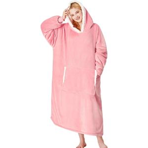 Yescool Wearable Blanket Hoodie Gifts for Women Her Girlfriend, Birthday Christmas Gifts For Mom, Oversized Flannel Sherpa Blanket Sweatshirt, One Size Fits All (Pink)