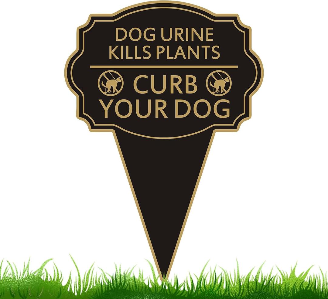 Double Sided Yard Sign,Dog Urine Kills Plants Sign,Curb Your Dog Sign,14X10 No Peeing Signs For Lawn No Pooping Dog Signs For Yard With Integrated Stake,Easy Mounting,Outdoor Use (Dog Urine Kills Plants)
