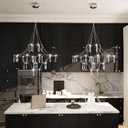 W24in Modern Crystal Chandeliers Small Chandelier for Dining Room Pendant Light Fixtures Hanging Chandeliers for Living Room Bedroom Foyer
 (Dia 24inch, Silver:2651)