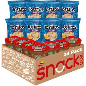 Frito Lay Tostitos Bitesize Rounds Chips and Salsa Dip Cups Variety Pack, (Pack of 24) BB 3/10/26