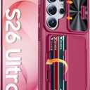 Vizvera for Samsung Galaxy S26 Ultra Case Wallet RFID [Cards Holder][Camera Cover][Edge Raised] Full Body Rugged Shockproof Silicone Phone Case for Galaxy S26 Ultra 6.9" 2026,Magenta