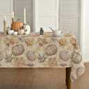 Horaldaily Fall Tablecloth 60120 Inch Rectangular, Autumn Harvest Maple Leaves Pumpkin Washable Seasonal Table Cover for Party Picnic Dinner Decor (Yellow)