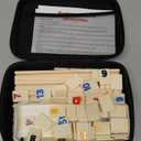 uvcany Rummy Cube Game with Case and 4 Wooden Racks/Trays, 106 Rummy Tiles Game Sets Classic Travel Board Game Sets with 4 Tiles Holders for Family
