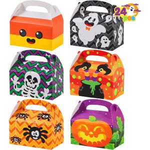 JOYIN 24 PCS Halloween Treat Boxes Candy Boxes, House Cardboard Goodie Bags, Cookies Candy Bags for Kids Children Trick or Treat, Holiday Pastries, Cupcakes, Party Favor Supplies, Decoration