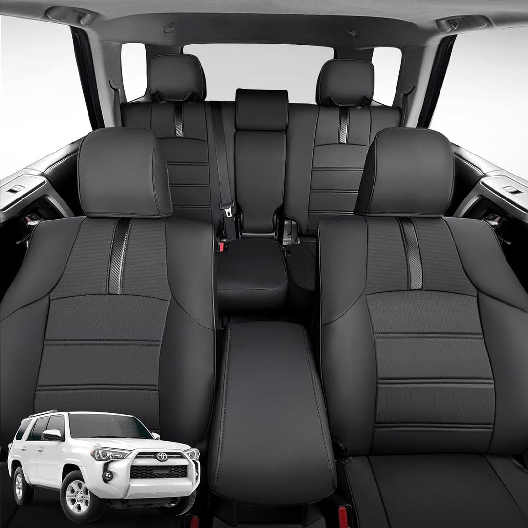 Seat Covers for Toyota 4Runner 2011-2024, (5 Seats Only) Full Set Full Coverage Waterproof Leather Seat Covers for 4Runner 2012 2013 2014 2015 2016 2017 2018 2019 2020 2021 2022 2023 Accessories