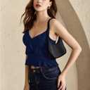 Women's Peplum Camisole Tops Spaghetti Strap Layered Ruffle Trim Going Out Tops (S)