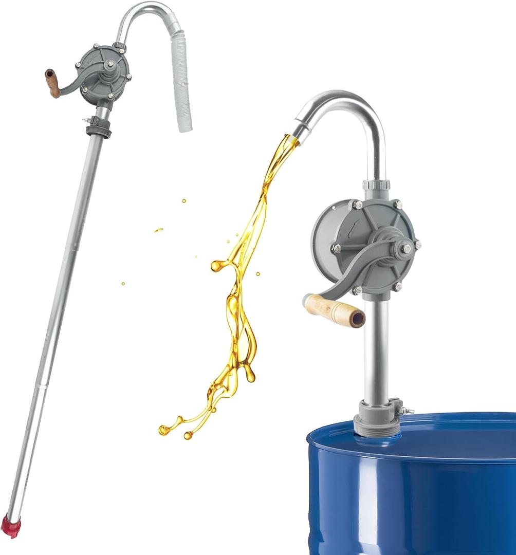 55 Gallon Drum Pump, Upgraded All-Aluminum Manual Oil Transfer Pump, Barrel Pump for engine oil, diesel fuel, gasoline, kerosene, Compatible with 5, 15, 30, 55 Gallon Drum