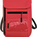 RFID Blocking Travel Neck Wallet Pouch and Passport Holder, Travel Neck Pouch Passport Holder for Women & Men - Red