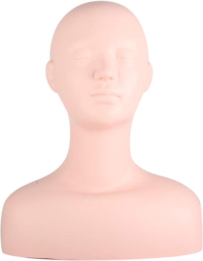 Multi Function Makeup Practice Head, Silicone Skin Texture Facial Esthetics Mannequin for Cosmetology Students Salon Training And Wig Display Model Soft Head With Shoulders Pvc