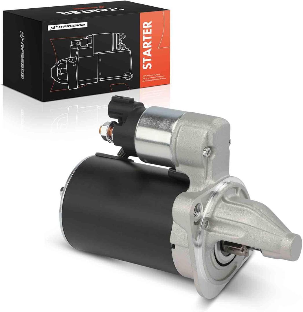 A-Premium Starter Motor Compatible with Kia Soul 2012-2014, Rio 2013-2015 & Hyundai Accent 2013-2017, Veloster 2013-2017, 1.6L, 12 Volts 0.9KW 10-Teeth Clockwise