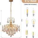 Q&S Modern Gold Crystal Chandelier Amber Crystal Pendant Light 6 Lights for Bedroom Dining Room Entryway Hallway Office Bathroom UL Listed