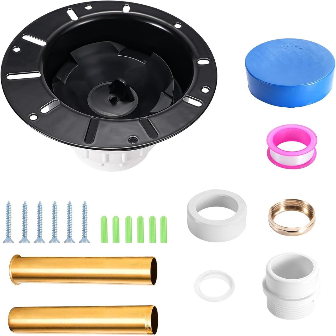 Freestanding Tub Drain Rough-in Kit, Bathtub Drain Kit with PVC Plastic Adapter and Brass Tail Pipes, Compatible for Freestanding Bathtub, Floor Mounted, Copper Bathtub, Black