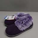 EverFoams Women's Bootie Slippers Warm Soft Comfy Memory Foam Non-slip Indoor House Shoes with Fluffy Collar (8, Purple)