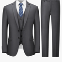 Cooper & Nelson 3 Piece Mens Suit Set, 2 Button Slim Fit Suit for Men, Jacket, Vest, Pants and Tie, Size XL