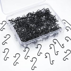Tatuo 200 Pieces Christmas Ornament Hooks Ornament Hangers Xmas Metal Wire Hooks with Storage Box for Christmas Tree Decoration (Black)