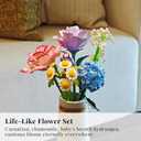 Morandi-Inspired Flowers Bouquet Set for Adults Women, Botanical Collection Flower Building Blocks for Home Decor, Artificial Flowers for Mothers Day Birthday Gifts, 408PCS (NO VASE)