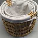 15, 13, 12in Woven Baskets With Cloth Inside 3 Pack