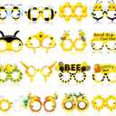 Threan 32 Pieces Bee Party Supplies Bulk Bee Glasses Honeycomb Sunflower Paper Eyeglasses for Summer Flower Birthday Party Baby Shower Costume Photo Booth Props Decorations Supplies